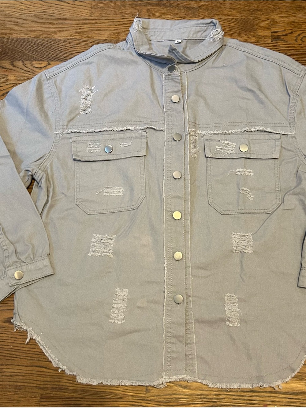 Custom 1 of a kind  Gray woman’s  Fall Shacket LV likeRhinestone design by xoxo, - Picture 7 of 10
